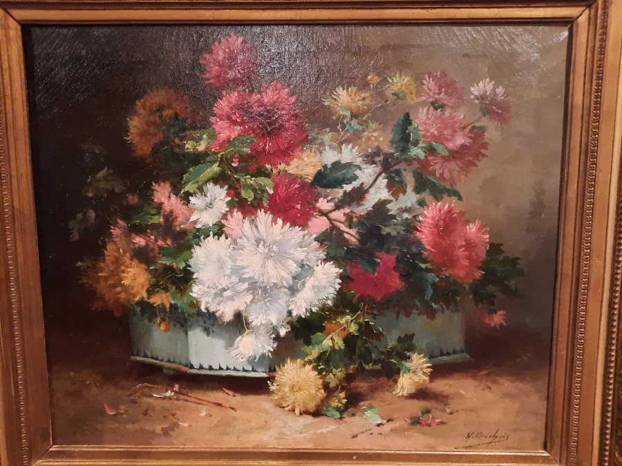 Tableau de fleurs d’époque XIXème siècle signé H. Cauchois.