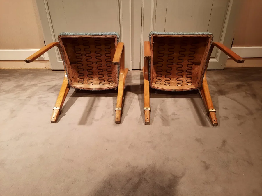 Fauteuils et chaises vintage Bow Wood en frêne, par Wilhem Von Bode Circa 1950.