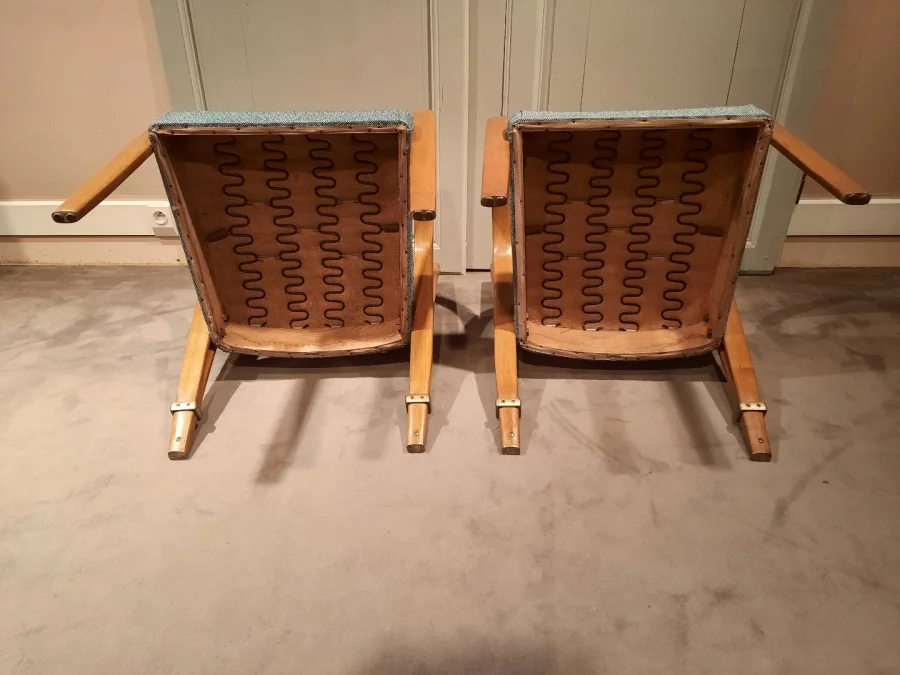 Fauteuils et chaises vintage Bow Wood en frêne, par Wilhem Von Bode Circa 1950.
