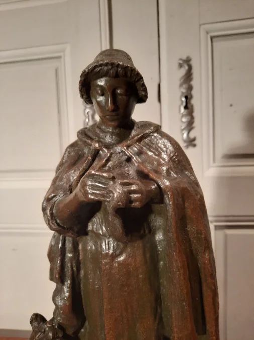 Bronze représentant une bergère et son chien, signé ABBAL.
