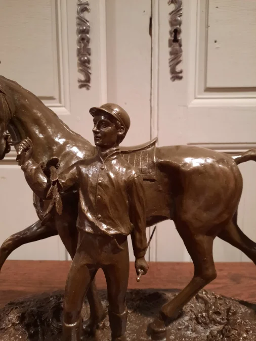 BRONZE JOCKEY AND HORSE