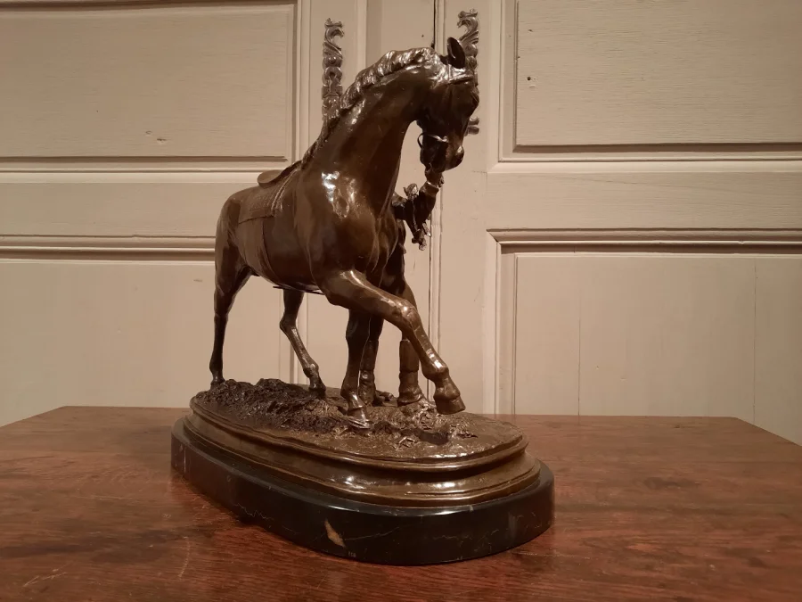BRONZE JOCKEY AND HORSE