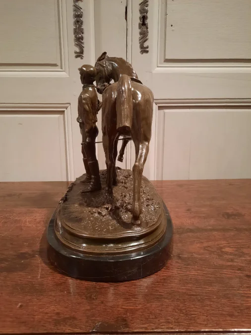 BRONZE JOCKEY AND HORSE