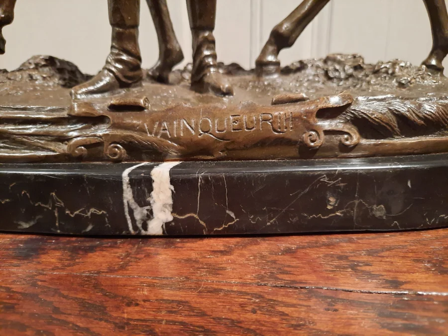 BRONZE JOCKEY AND HORSE