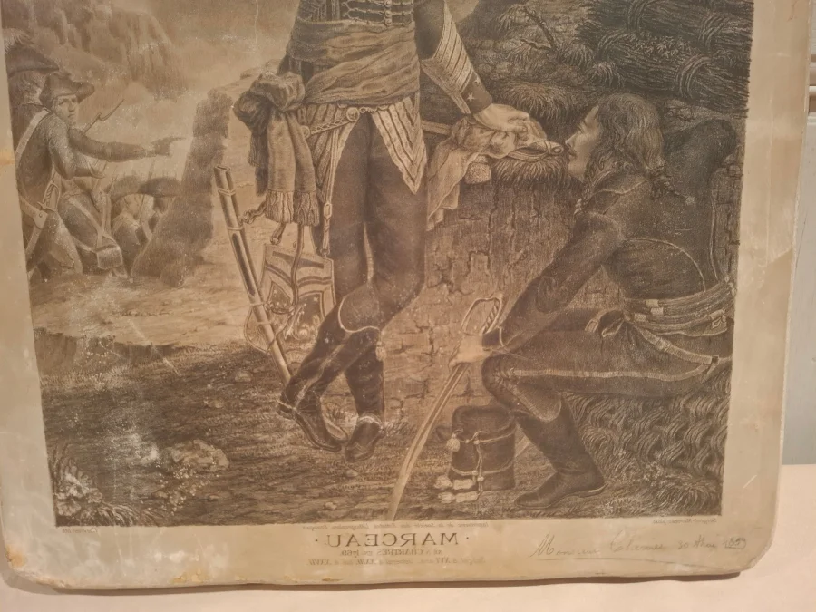 Pierre lithographique d’époque XIXème siècle représentant le Général Marceau.