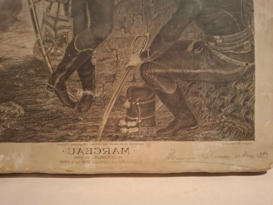 Pierre lithographique d’époque XIXème siècle représentant le Général Marceau.