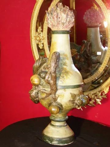 Grand vase en terre cuite polychrome Art Nouveau