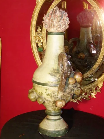 Grand vase en terre cuite polychrome Art Nouveau