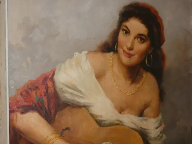 Tableau HST"La belle gitane"M. CALLEWAERT XXeme