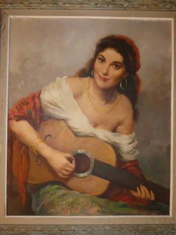 Tableau HST"La belle gitane"M. CALLEWAERT XXeme