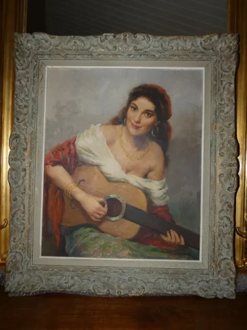 Tableau HST"La belle gitane"M. CALLEWAERT XXeme