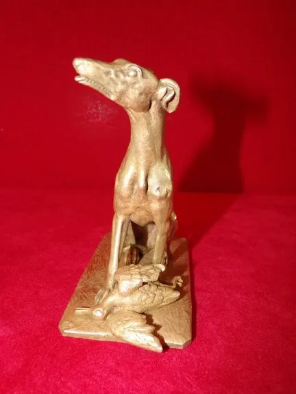 Sculpture  " lévrier et canard " bronze à patine dorée P.J.Mène 1810-1879 Paris