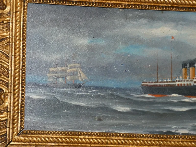 Pendant de tableaux de marine fin 19e signé A.PORTAL huile sur panneau