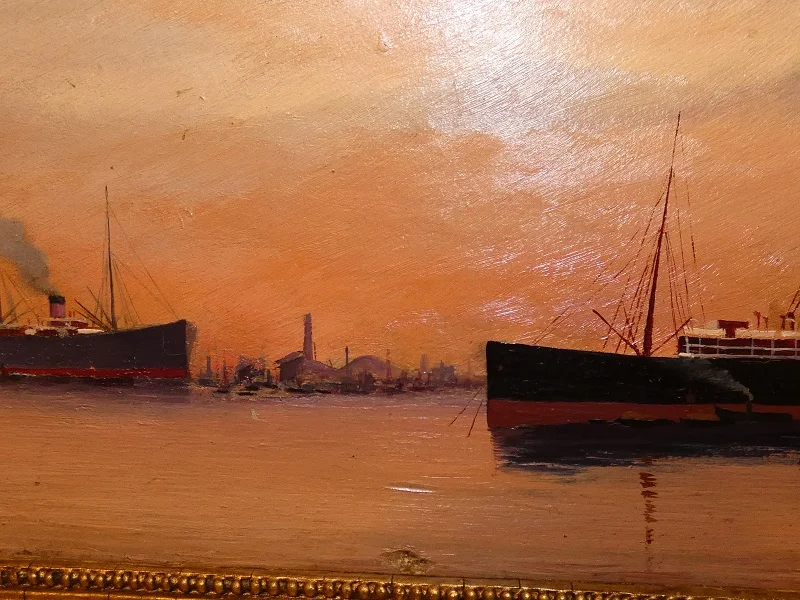 Pendant de tableaux de marine fin 19e signé A.PORTAL huile sur panneau