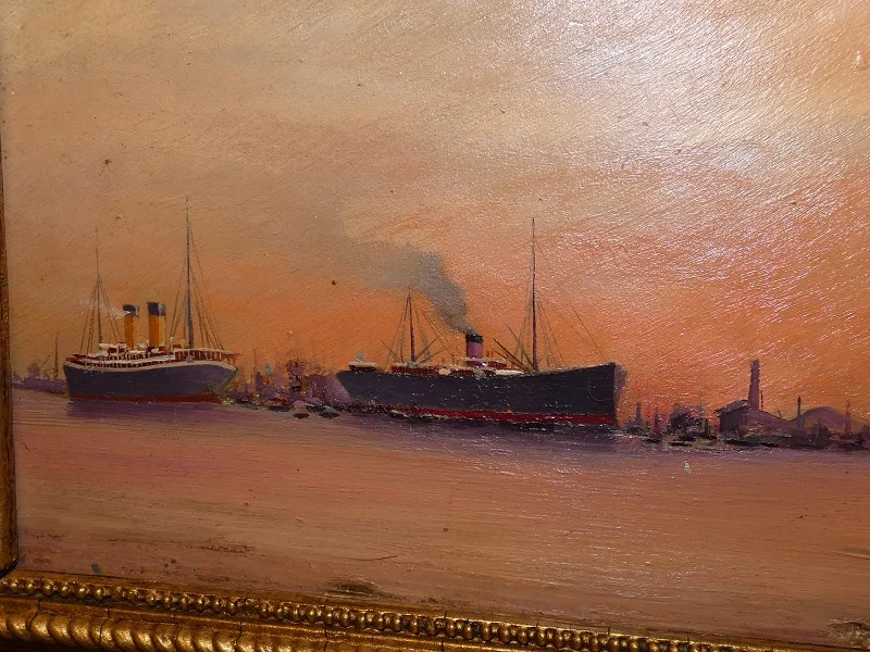 Pendant de tableaux de marine fin 19e signé A.PORTAL huile sur panneau