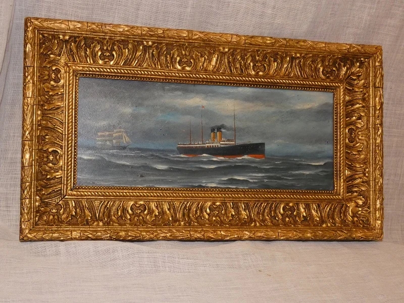 Pendant de tableaux de marine fin 19e signé A.PORTAL huile sur panneau