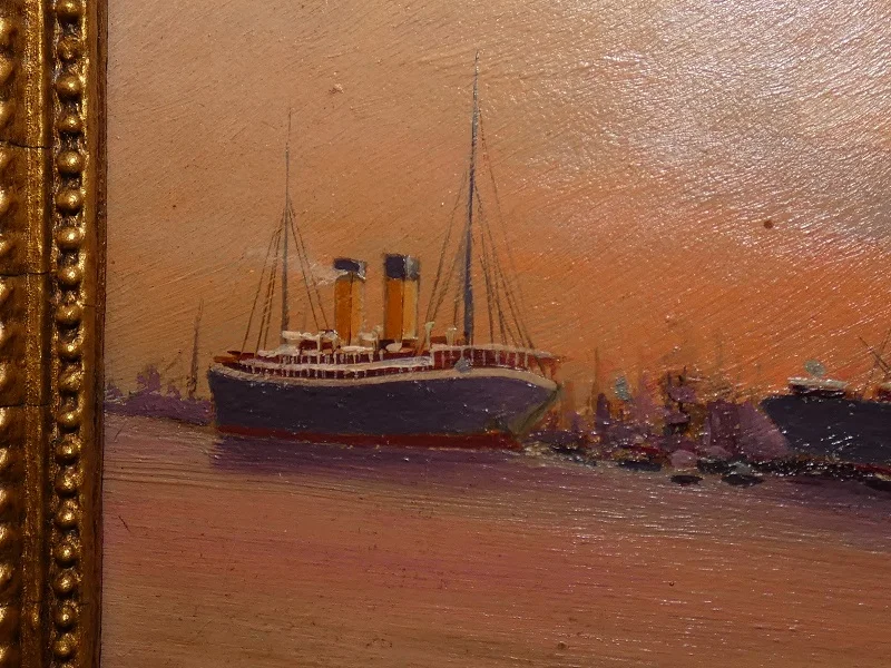 Pendant de tableaux de marine fin 19e signé A.PORTAL huile sur panneau