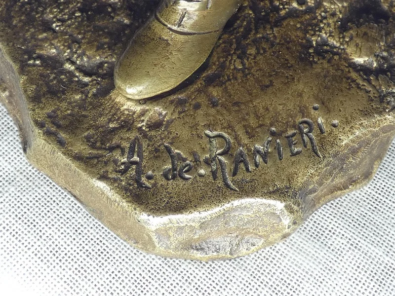 Bronze patine doré 1900 " la jeune fille à la capeline" par Aristide De Ranieri