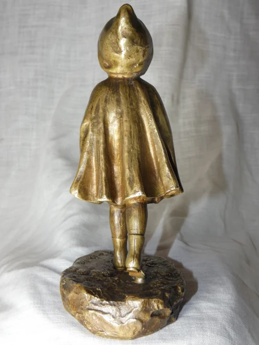 Bronze patine doré 1900 " la jeune fille à la capeline" par Aristide De Ranieri