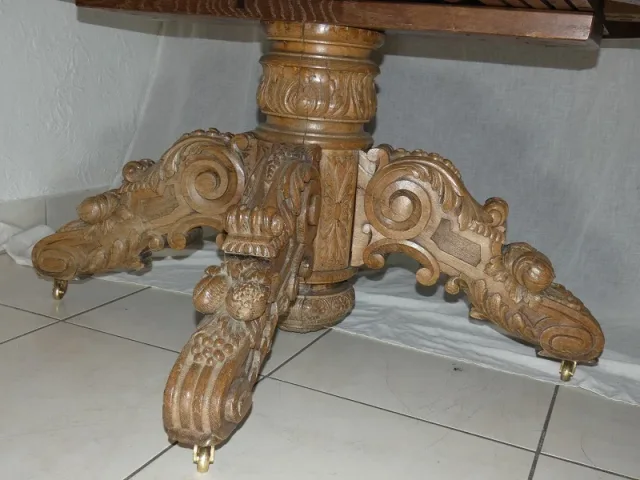 Guéridon Table de salle à manger à rallonges en chêne blond Napoléon III