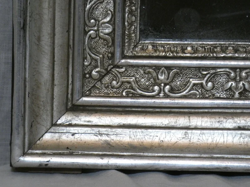 Miroir doré feuilles d' argent de style Louis XIV époque Restauration vers 1825