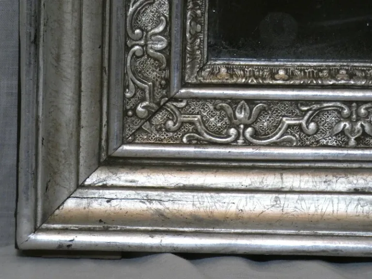 Miroir doré feuilles d' argent de style Louis XIV époque Restauration vers 1825