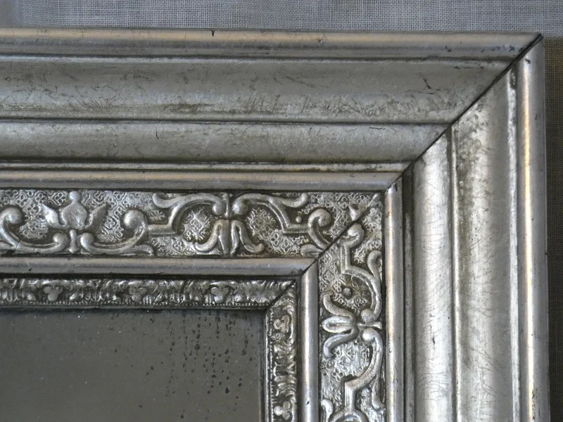 Miroir doré feuilles d' argent de style Louis XIV époque Restauration vers 1825