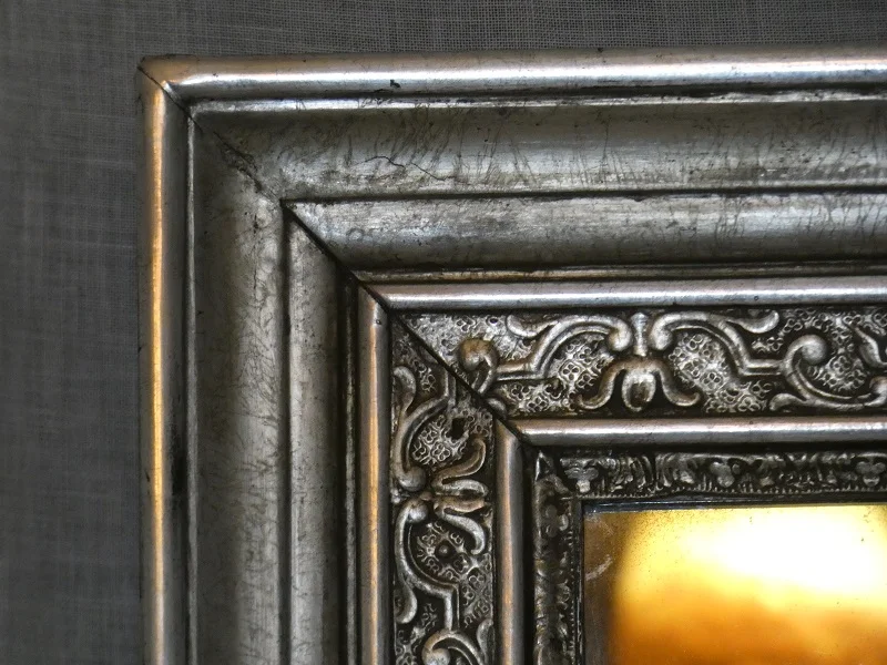 Miroir doré feuilles d' argent de style Louis XIV époque Restauration vers 1825
