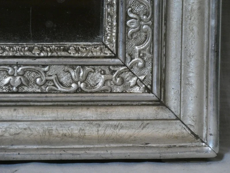 Miroir doré feuilles d' argent de style Louis XIV époque Restauration vers 1825