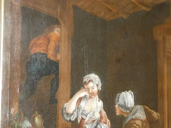 Tableau " la remontrance" huile sur toile P.A. BAUDOIN 1723-1769 France