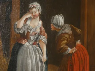 Tableau " la remontrance" huile sur toile P.A. BAUDOIN 1723-1769 France