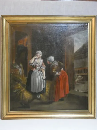 Tableau " la remontrance" huile sur toile P.A. BAUDOIN 1723-1769 France