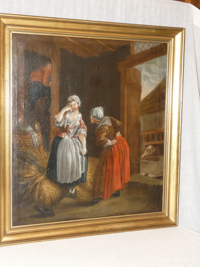Tableau " la remontrance" huile sur toile P.A. BAUDOIN 1723-1769 France