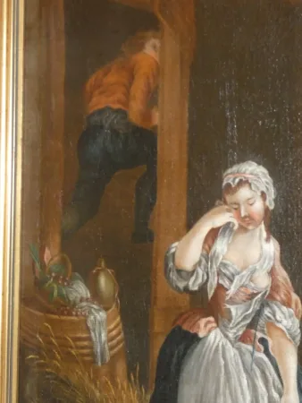 Tableau " la remontrance" huile sur toile P.A. BAUDOIN 1723-1769 France