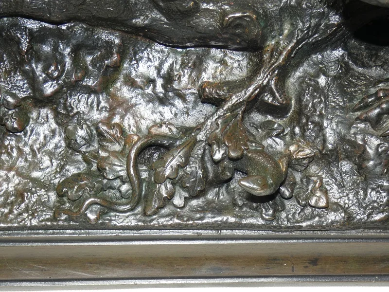 Bronze animalier "Braque à l'arrêt sur un lézard" j. Moigniez fonte ancie. 19ème