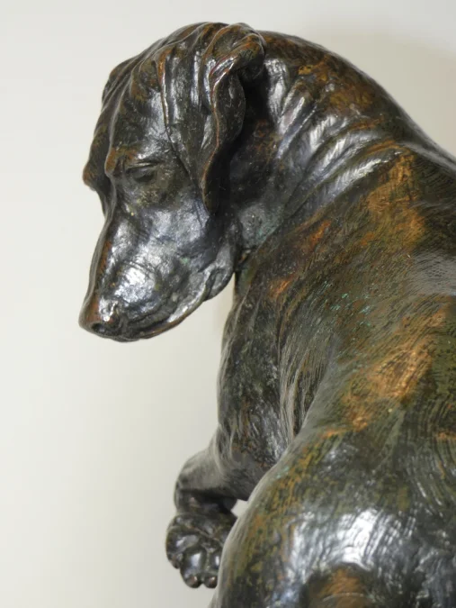 Bronze animalier "Braque à l'arrêt sur un lézard" j. Moigniez fonte ancie. 19ème