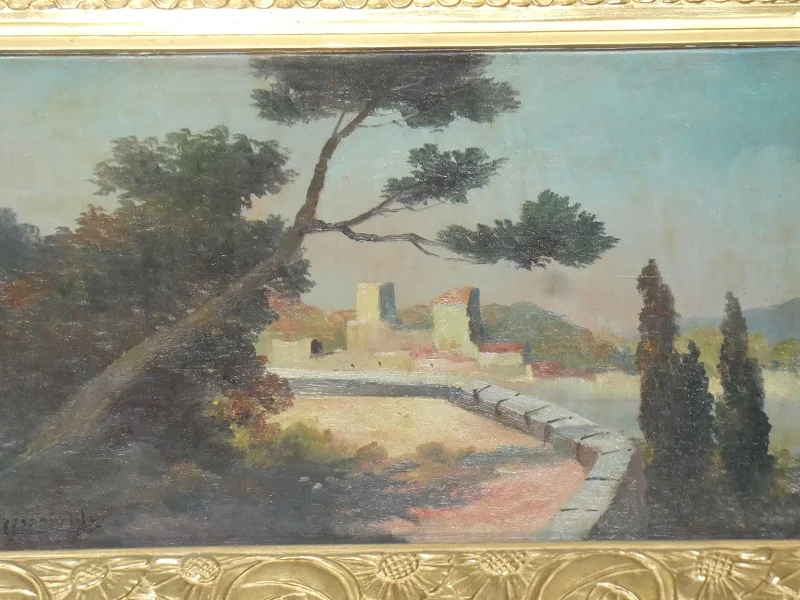 Trumeau doré -Art Déco- , tableau de " Crassous Fils"