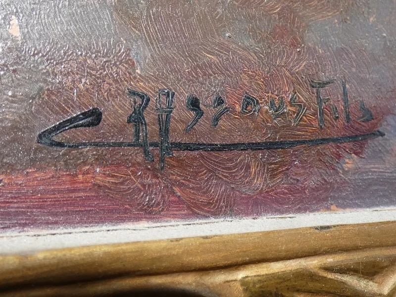 Trumeau doré -Art Déco- , tableau de " Crassous Fils"