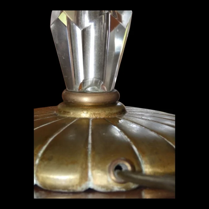 Paire de lampes de chevet dlg de Jacques ADNET vers 1930/40 en verre et bronze