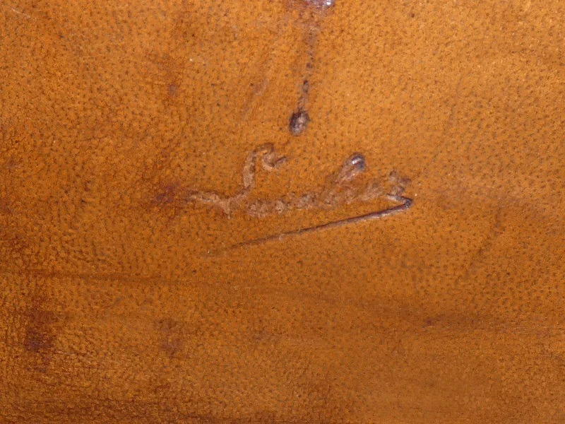 Ecran de cheminée pare feu Art Déco en noyer et cuir