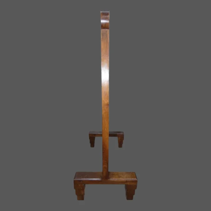 Ecran de cheminée pare feu Art Déco en noyer et cuir