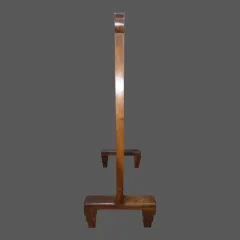 Ecran de cheminée pare feu Art Déco en noyer et cuir