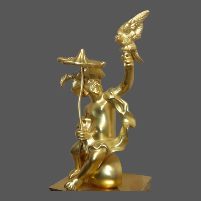 Pendule ou cartel "au Chinois et faucon " bronze doré Napoléon III vers 1875