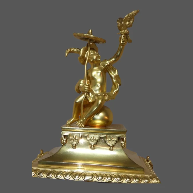 Pendule ou cartel "au Chinois et faucon " bronze doré Napoléon III vers 1875