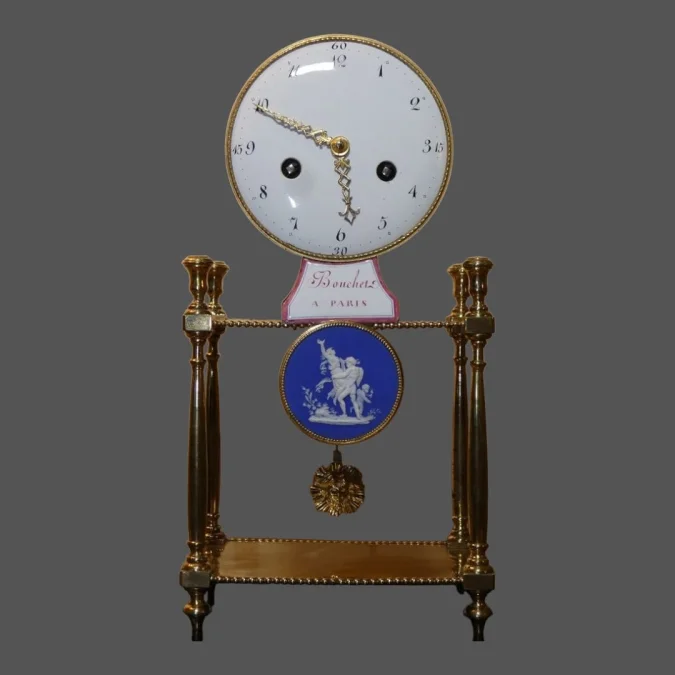 Pendule portique semi-squelette par jean louis Bouchet - fin 18ème début 19ème