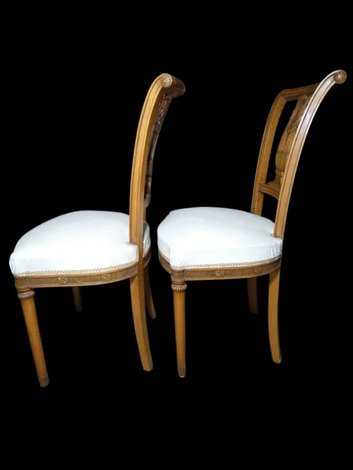 Paire de chaises de style Directoire Art Déco 1925 en merisier