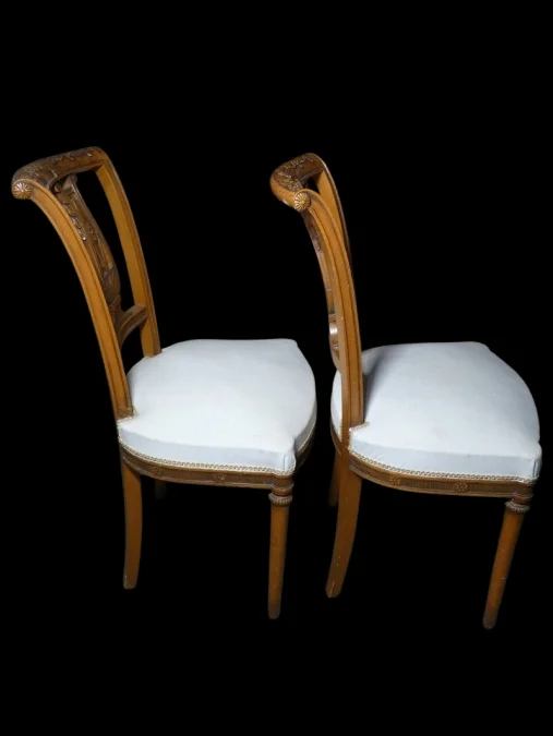 Paire de chaises de style Directoire Art Déco 1925 en merisier