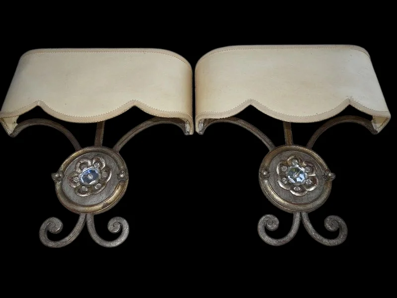 Paire d'appliques fer forgé Dlg de G.poillerat 1940 / 1960