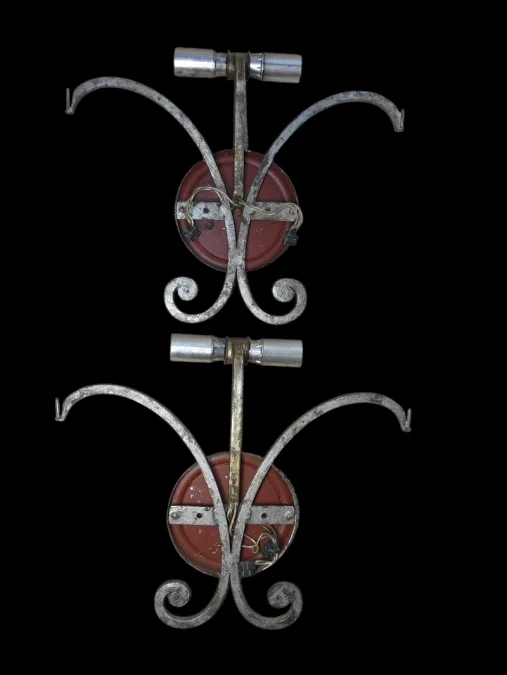 Paire d'appliques fer forgé Dlg de G.poillerat 1940 / 1960