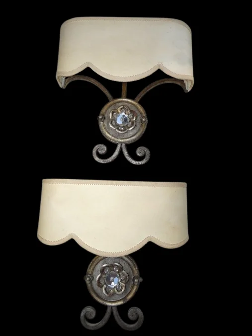 Paire d'appliques fer forgé Dlg de G.poillerat 1940 / 1960
